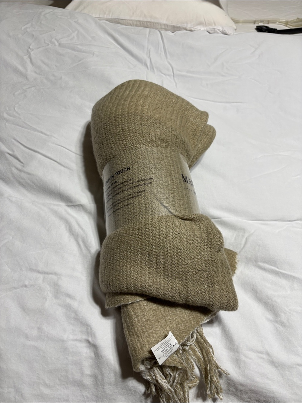 Mark & Graham Beige Knit Throw Blanket/shawl. NWT